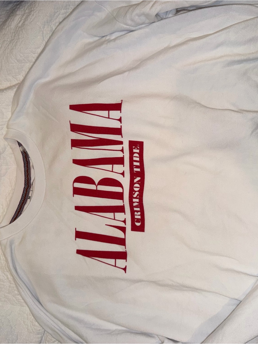 Pressbox White Crewneck Sweatshirt with Red Alabama Graphic - Picture 1 of 2